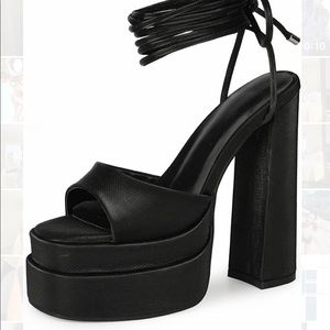 Black platform lace up heel  Women’s size 6.5 and 7